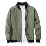 URBANFIND Men's Slim Fit Lightweight Sportswear Jacket Casual Bomber Jacket, Avocado Green, XX-Large