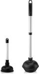 NEIKO 60169A Toilet Plunger | 2 Piece | Bonus Mini Sink and Drain Plunger | Compact | Patented All-Angle Design | Telescopic Aluminum Handle