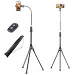 UBeesize 92’’ Cell Phone Tripod Stand with 16.5’’ Gooseneck and Remote, Overhead Tripod with Adjustable 360°Ball Head & Phone Holder for iPhone 14 Pro Max/Plus/13/12/11, Android Cell Phone