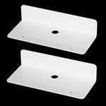 Acrylic Floating Shelves Set of 2, Versatile Self Adhesive Small Shelf That Utilizes Wall Space for Book Picture, Plant, Security Cameras Speaker, No Drill Display Shelf with Cable Clips (White)