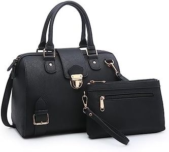 Dasein Women Barrel Handbags Fashion Satchel Bags Top Handle Shoulder Purses Vegan Leather Work Tote (Buffalo Black)