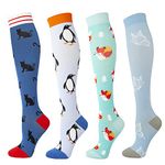 Compression Socks for Women & Men Medical Circulation 15-25 mmHg,Best for Nurses,Youth,Nursing,Running,Travel(4 Pairs)