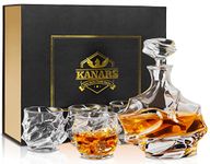 KANARS Emperor Whiskey Decanter and Glasses Set, 5PC Hand Made Crystal Whisky Decanter Set for Liquor, Unique Gift for Men