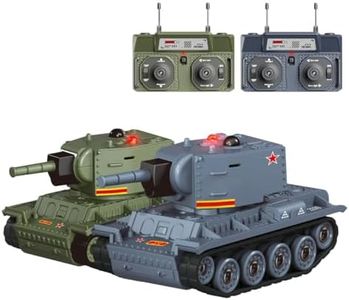 iREOGAME 1/64 Scale Remote Control Tank for Family, Mini RC Battle Tank with Infrared Combat Mode, Rotating Turret and Track Drive (Green) (Two)