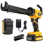 TaskStar Cordless Caulking Gun, Electric Caulk Gun w/2.0Ah Batteries, 5 Adjustable Speeds, 10OZ/300ML Drip-Free Caulk Guns with LED Light, Lightweight Adhesive Gun Kit for Filling, Sealing