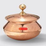 COSOVO Hammered Copper Handi/Sipri with lid for Cooking & Serving | Serve Your Favourite Dish with a Traditional Indian Touch | Heavy Quality | 1.5 Liter