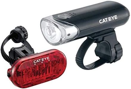 CatEye EL-135 / Omni 5 Bike Light Set: 150 Lumen Front LED Light Opticuble Lens Technology - Rear 5 LED Light 360 Degree Visability - Universal Fit, Black