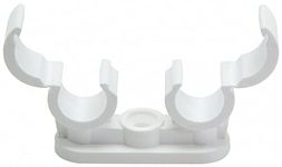 10 x fiXte Double Pipe Clips with Quick Lock Fastening for 15mm Pipes in White