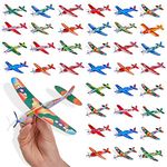 THE TWIDDLERS - 48 Flying Glider Planes for Kids - Easy to Assemble, Individually Wrapped for Goody Bag Favour Toys, Jet Fighters Flying Gliders Party Bag Fillers, Foam Aeroplanes