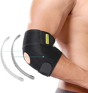 Elbow Brace for Tendonitis, Adjustable Elbow Support with Dual-Spring Stabiliser, Breathable Elbow Strap for Golfers Elbow, Tennis Elbow, Arthritis, Sports Injury and Provides Support
