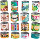 Juvale Set of 16 Toy Food Cans for Kids Pretend Play Grocery Store Stackable Accessories, Supermarket Playset