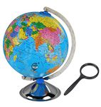 Globehub Hub 8 Inch Globe Globe for Kids, Mittal Educational World Globe with Magnifying Glass for Kids/Office Globe/Political Globe/Globes for Students Desk & Table Top (8 INCH NORMAL)