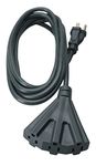 Woods 2451 14/3 SJTOW Agricultural Extension Cord with 3-Outlet Power Block, Black by Woods