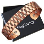 MagEnergy Mens Copper Bracelet 99.9% Pure Copper Magnetic Bracelet with 6 Powerful Magnets with Jewelry Gift Box