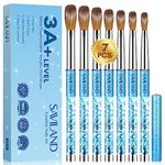 Saviland Acrylic Nail Brush Set -High Quality 3A+ Level Synthetic Bristles Blue Mermaid Princess Handle Acrylic Nail Brush 7 Sizes for Acrylic System Acrylic Application Size 4＃/8＃/10＃/12＃/14#/16＃