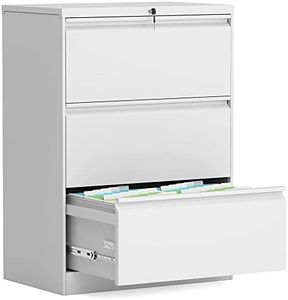 Aobabo 3 Drawer Home & Office Steel File Cabinet, Lateral Filing Storage, 35", White