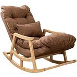 YVYKFZD Upholstered Rocking Chair, Glider Chair with High Backrest, Comfy Nursery Lounge Chair, for Living Room, Hotel, Bedroom, Office, Load capacity 150kg (Color : Brown)