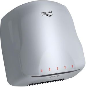 AIRSPIRE Electric Hand Dryer for Commercial Bathrooms & Home Use (110-120V) - Energy Efficient 650W Automatic Hand Dryer - HEPA Air Filtration & UV Protection - Wall Mounted, 78 dB - Cool Air (Silver)