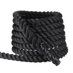 MECCANIXITY Battle Rope 40ft x 2 Inch Polyester Workout Rope Heavy Fitness Exercise Rope for Strength Training Home Gym Muscle Building, Black