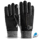 KXF Thermal Gloves, Mens Leather Winter Gloves Thick Warm Fleece Lined Windproof Cold Proof Touchscreen Gloves for Cycling Driving Running Camping Hiking