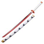 RVM Toys Demon Slayer Cosplay 104 cm Rengoku Wooden Sword Nichirin Life Size Replica Katana Perfect for Anime Gift Merchandise Collectibles