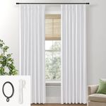 SHINELAND White Blackout Curtains 96 Inches Long 2 Panel Set,Linen Pinch Pleated Room Darkening Thermal Insulated Door Curtain Drapes for Sliding Glass Doors