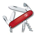 Victorinox Spartan Swiss Army Knife, Camping Pocket Knives, Medium, Multi Tool, 12 Functions, Blade, Bottle Opener, Red