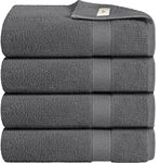 X11 Homeware Bath Towels Pack of 4 Egyptian Cotton Towel Set Highly Absorbent Soft Bathroom Towels Set of 4 Ring Spun Cotton Quick Dry Large Towels (Grey)