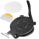 MUGTUTU 8 Inch Cast Iron Tortilla Press, Tortilla Maker, Heavy Duty Tortilla maker press, Flour Tortilla press, Tortilla press,Tortilla maker press（Include 100 Pcs Parchment Paper and a Dough Scraper)