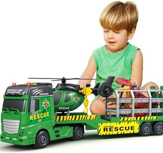 SpringFlower Toddler Truck Boy Toys, Large Dino Truck Toy with Helicoper and Dino, 3 in 1 Boy Toy for 3 4 5 6 7 Year Old, Christmas Birthday Gifts for Kids 3 4 5 6 Years Old