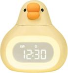 HEEJ Cute Duck Digital Alarm Clock for Kids, Silicone Night Light Sleep Trainer, USB Rechargeable Bedside Lamp with Dual Alarms, Snooze & Countdown Timer, Kawaii Room Decor for Toddlers Boys & Girls