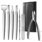 FERYES Pedicure Knife Ingrown Toenail Kit, 7 PCS Professional Pedicure Tool Toenail Grooming Kit, Top Notch Foot Blade, Super Sharp Toenail Clippers (Leather case included)…