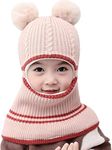 Toddler Winter Hat Monkey Caps Baby Winter Hat, Fleece Lined Winter Hat Caps for Kids Winter Hat Scarf Earflap Hood Skull Caps (Beige, 6 Months to 7 Years)