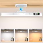 Ferswe 5W Dimmable Under Cabinet Kitchen Lights,Wardrobe Lights Adjustable 3 Colors,120 LED Stick On Mirror Lights,2500mAh Rechargeable Battery Display Lights for Cupboard,Closet,Makeup,Bedroom,Wall