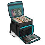 LoDrid Vinyl Record Carrying Bag with Handle and Shoulder Strap, Album Storage Case with 2 Dividers Holds up to 60 LP Records, Patented Design, Bag Only, Black(Patented Design)