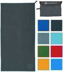ECCOSOPHY Microfiber Beach Towel – Quick Dry Gym Towel, Highly Absorbent with Ribbed Texture, Lightweight – Ideal for Travel, Pool, Yoga, Fitness & Outdoor Adventures – 71x35 Charcoal