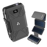Ambrane Solar Powerbank 10000mAh with 5 Solar Panels, 5 Days Recharge time in Sunlight, 22.5W Fast Charging, USB & Type C Output for iPhone, Android & Other Devices, Led Flashlight (Solar 10k, Black)