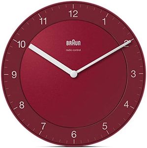 Braun Horloge Murale Radio-pilotée en Plastique, Rouge, Normale