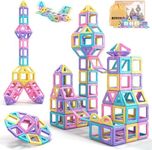 Rurvale Toddler Girl Toys, Magnetic Tiles Basic Set, Birthday Gifts Ideas for Girls Age 3-5, Magnetic Building Blocks, Magnet STEM Montessori Toddler Kids Toys Gifts for 3 4 5 6 7 Year Old Girls