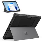 MoKo Case Fits Microsoft Surface Pro 8 13" Touchscreen 2021 Release Tablet, All-in-One Protective Rugged Cover Case with Hand Strap, Compatible with Type Cover Keyboard, Black