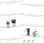 LIPPAN� 8 Pieces Acrylic Floating Shelf, Invisible Wall Mounted Display Organizer Book Shelf for Kids Nursery Living Room, Bathroom, Bedroom, Kitchen, Office(Acrylic-WS-E)