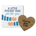 You've Got This Little Pocket Hug Just For You Wooden Heart Keepsake (Blue, You've Got This)