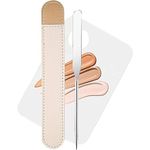 MAYCREATE Makeup Spatula & Palette Set, Stainless Steel Spatula And Clear Acrylic Foundation Palette Combo, Beauty Cosmetic Makeup Tool, Spatula With Protective Pu Sleeve,1 Count