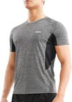 BROKIG Men's Lightweight Gym Sports T-Shirts, Clashing Mesh Running Shirt Workout Muscle Cold Feeling Quick Dry Tees Men (Medium,Dark Grey)