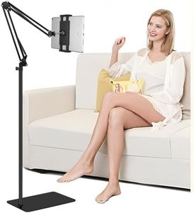 Tablet Floor Stand with Heavy Duty Base【Ultra Sturdy】, Overhead Bed phone Stand Angle Height Adjustable, Compatible with iPad Mini Air Pro 12.9/9.7, Galaxy Tab, Kindle, Cell Phones (4.5''-13'')