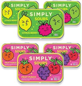 SIMPLY Sours | Sour Hard Candy Tins Variety Pack, Assorted Citrus Berry + Fruit Punch (6 Tins), Vegan, Non-GMO, No Corn Syrup, No Artificial Colors or Flavors
