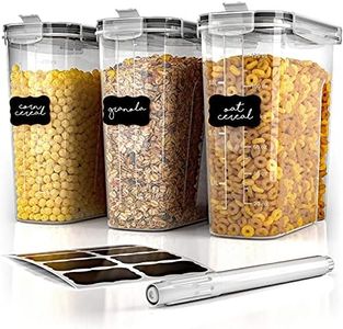 Simply Gourmet Cereal Containers Storage Set - 3 Airtight Dry Food Bins with Lids for Kitchen Pantry