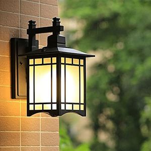 Mengjay Outdoor Black Wall Light Exterior Wall Lamp Waterproof IP23 Retro E27 Patio Lamp Aluminum and Glass Shade Outdoor Lamp for Garden Balcony Hallway House Entrance (Style.H)