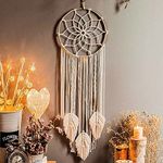 LOMOHOO Boho Dream Catchers for Bedroom-Macrame Woven Wall Hanging Handmade Dreamcatcher with Tassel Decoration Bedroom Decor Ornament Craft,Beige