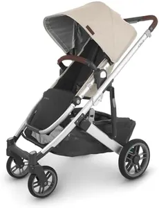 UPPAbaby Cruz V2 Stroller/Full-Featured Stroller with Travel System Capabilities/Toddler Seat, Bumper Bar, Bug Shield, Rain Shield Included/Declan (Oat Mélange/Silver Frame/Chestnut Leather)